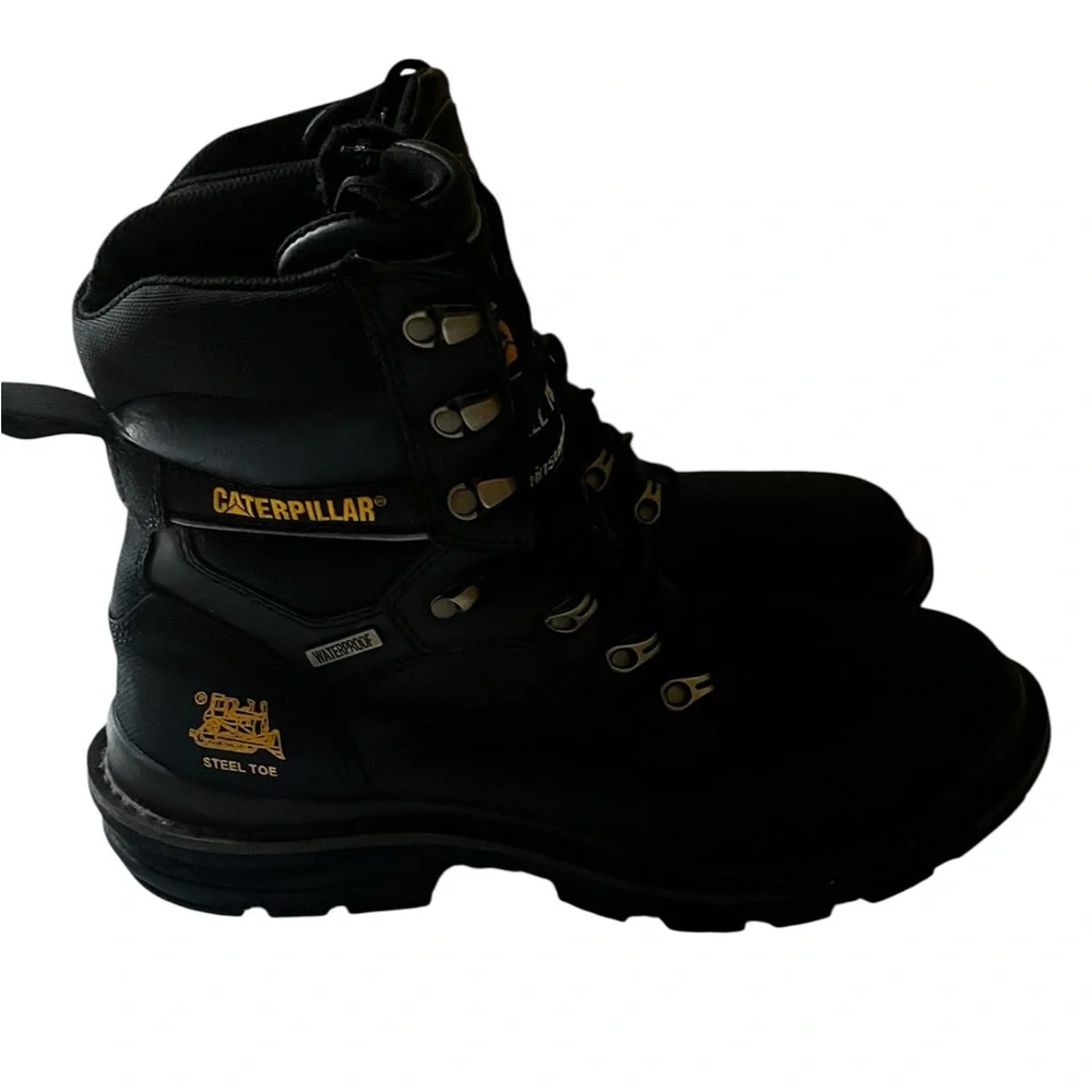 Caterpillar Black Waterproof Steel Toe Safety Shoes Sz 9.5